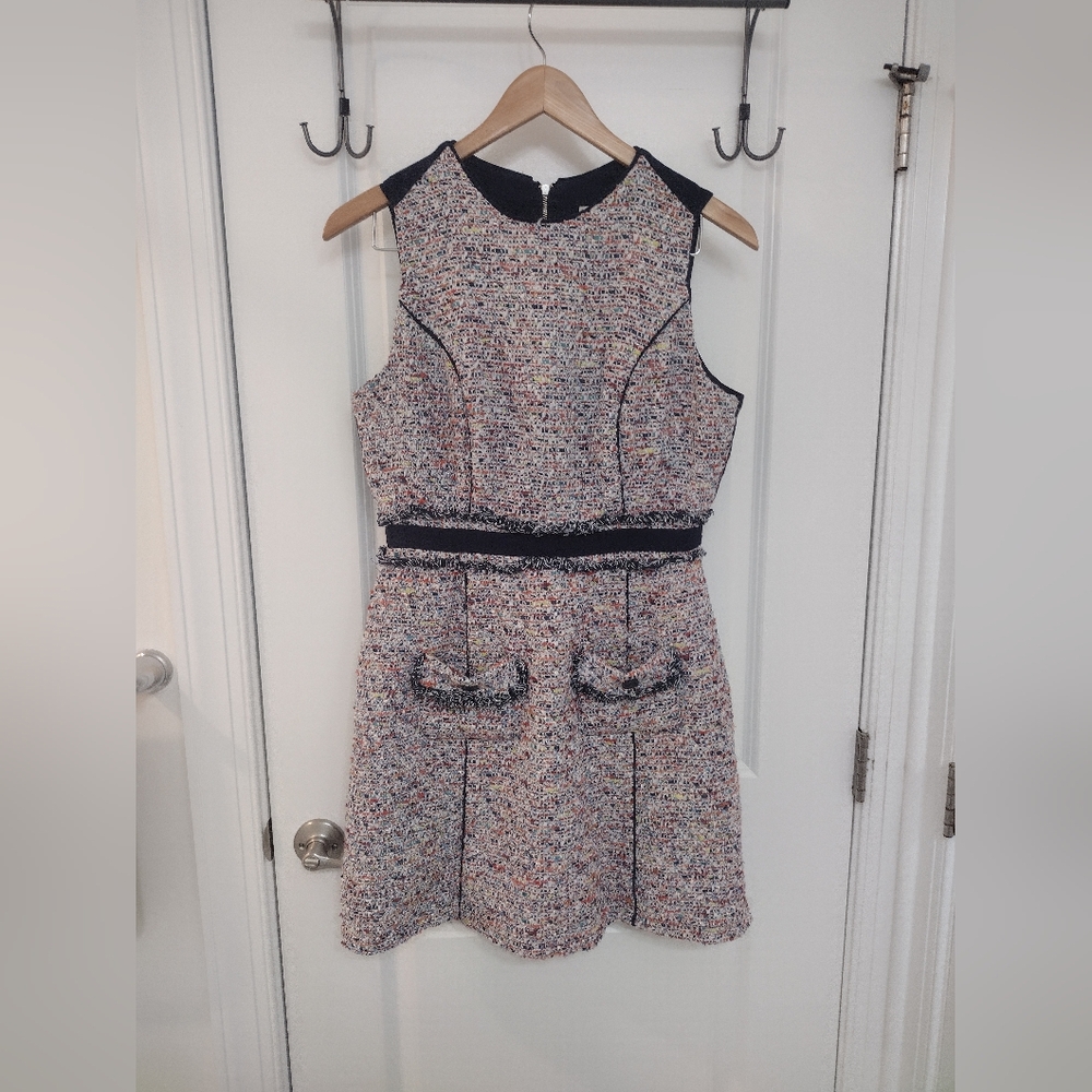 Elegant Multicolor Tweed Dress